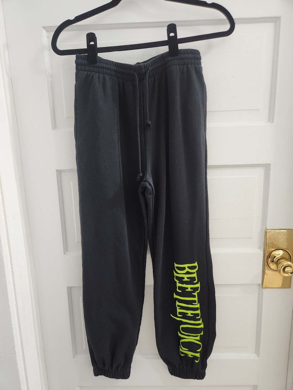 Beetlejuice Black Women's Sweatpants with Neon Green Beetlejuice Logo